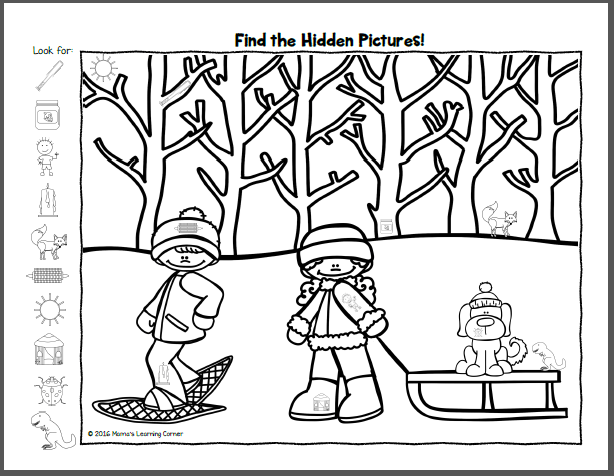 Winter Hidden Pictures Printable - Printable Word Searches