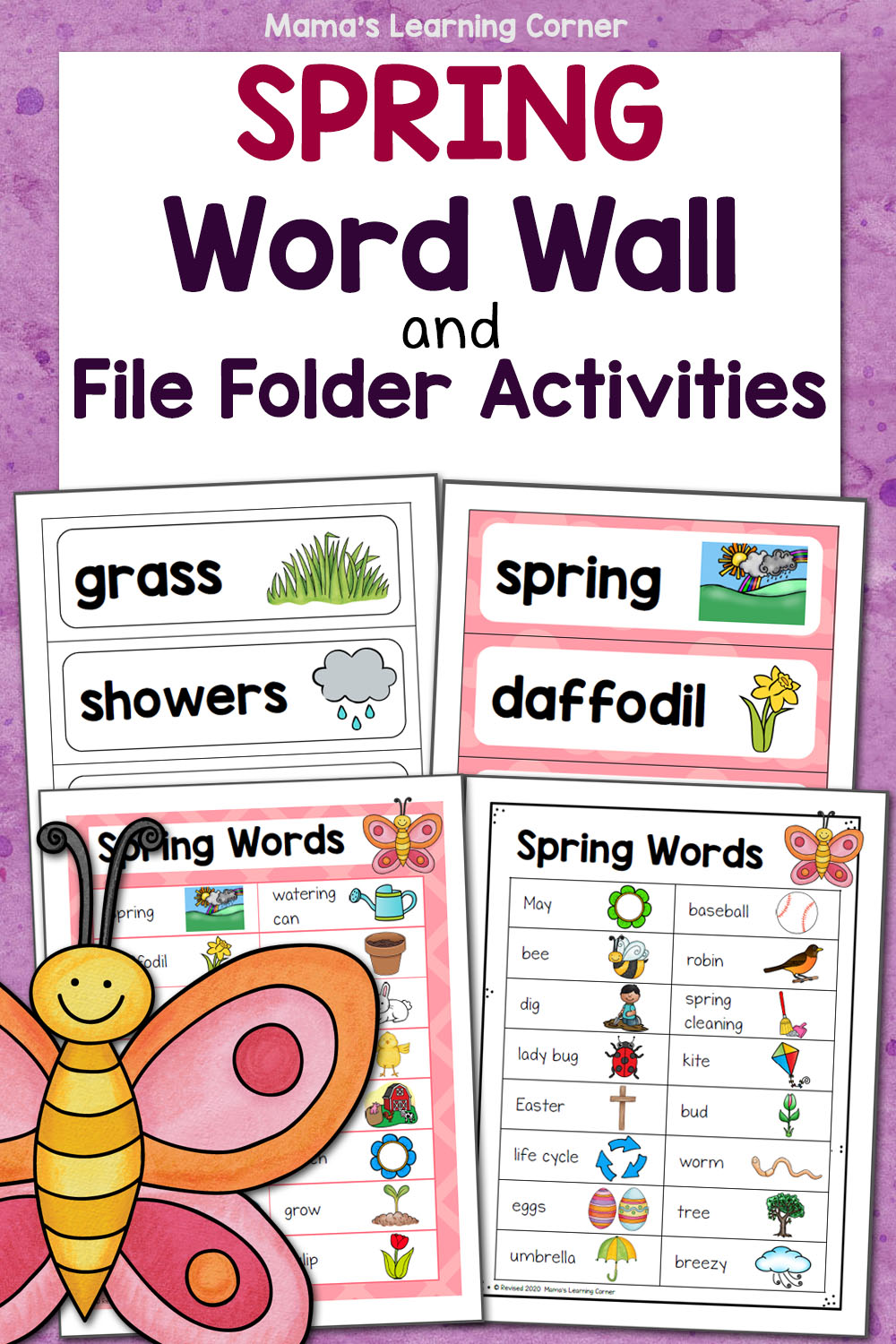 Spring Word Wall with File Folder Activities Mamas Learning Corner