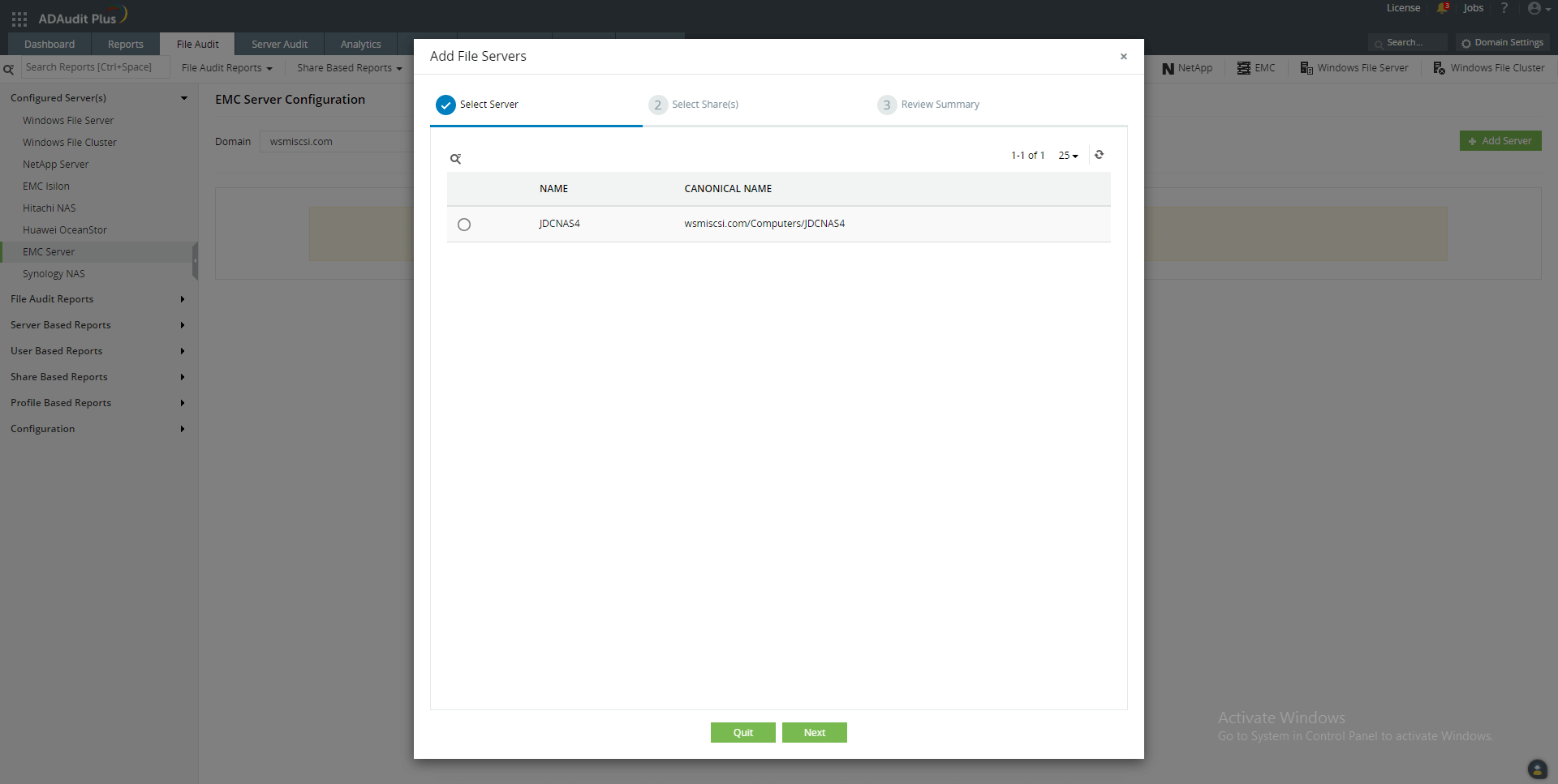 Adding EMC servers EMC server auditing guide ManageEngine ADAudit Plus