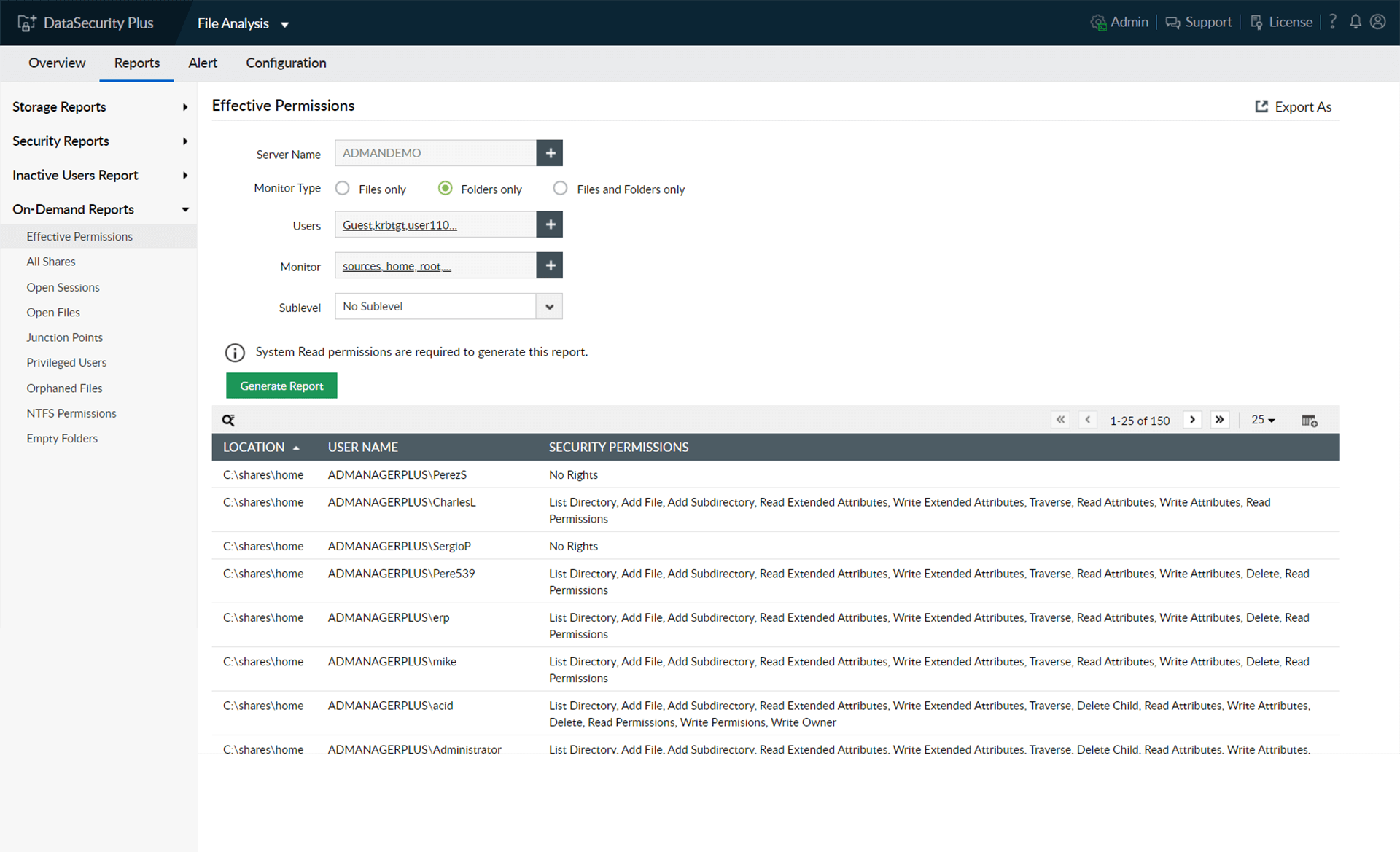 File analysis software ManageEngine DataSecurity Plus