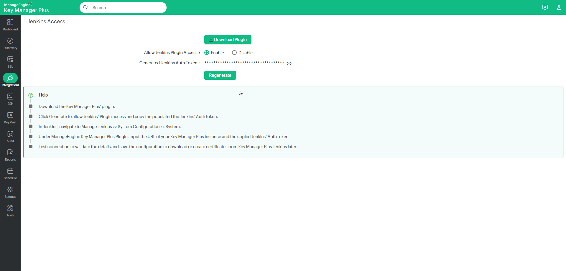 Jenkins Integration Key Manager Plus