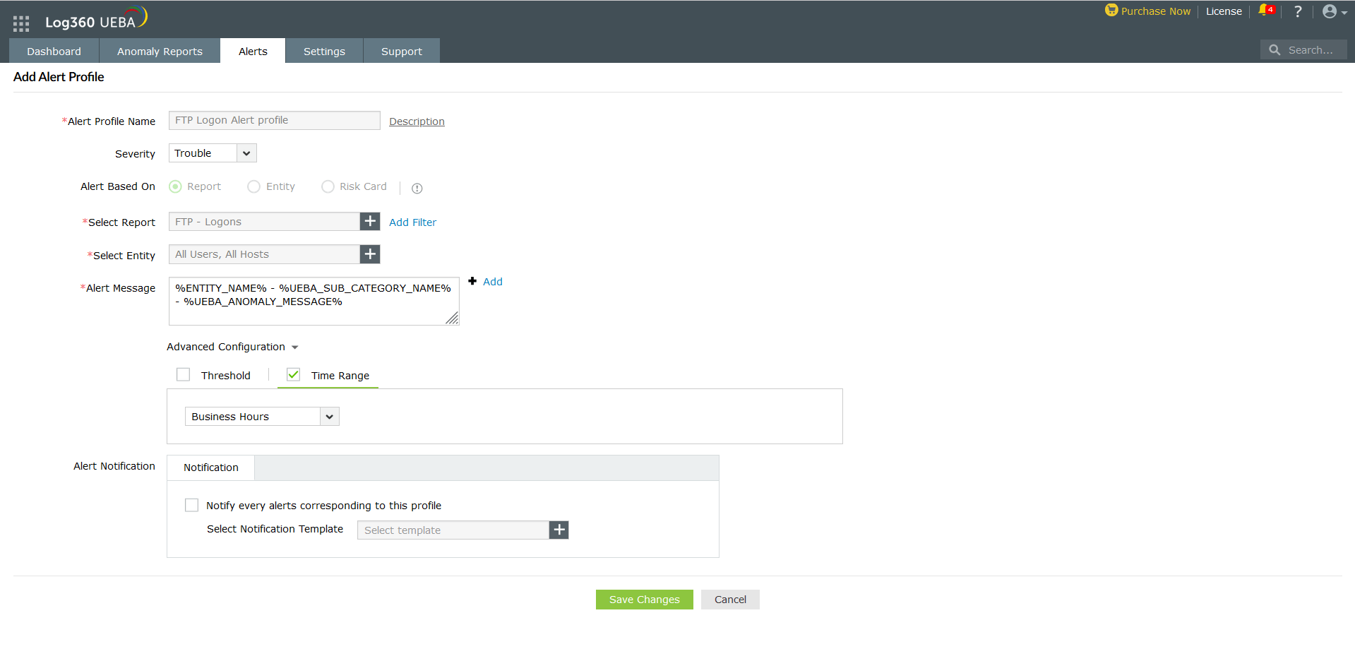 Alerts in Log360 UEBA User Guide