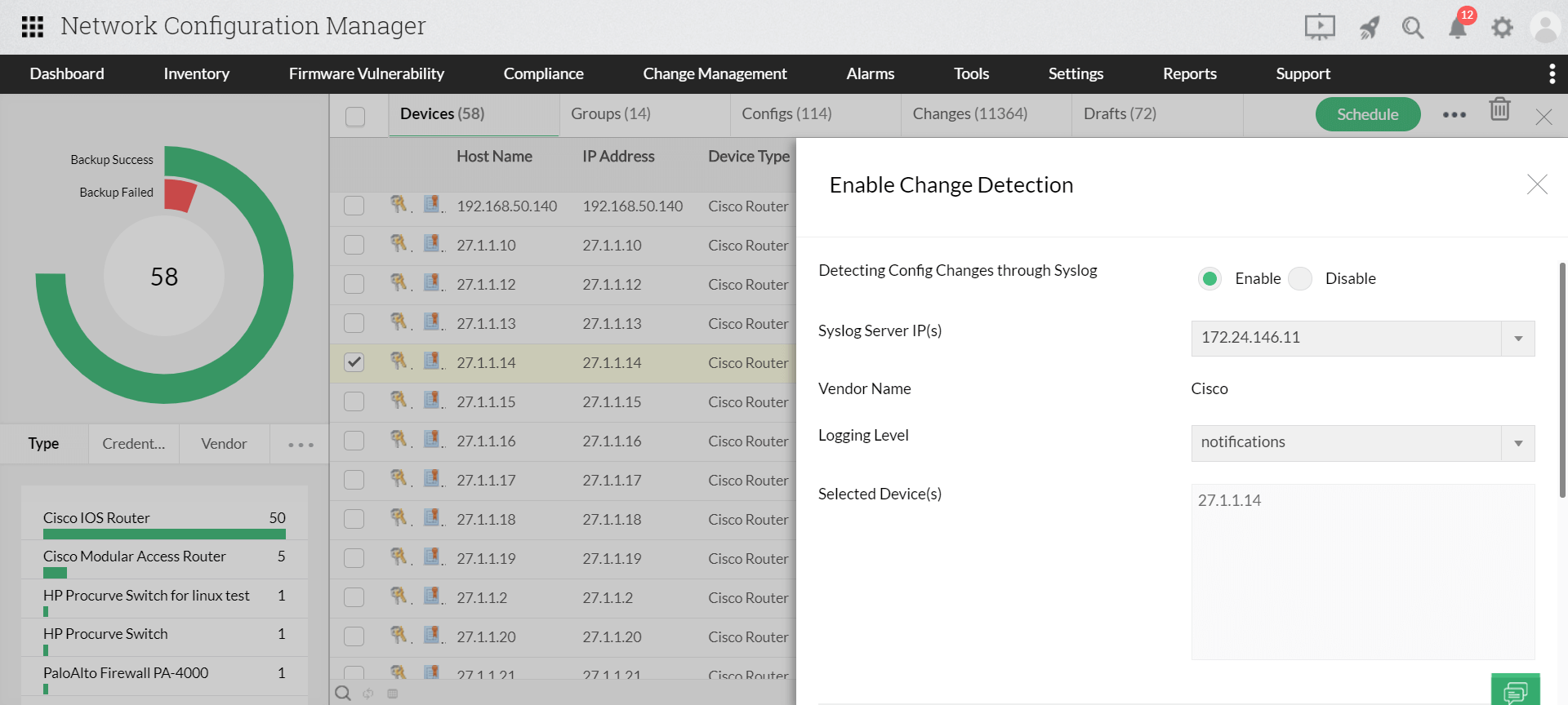 Backup Cisco Switch Config ManageEngine Network Configuration Manager