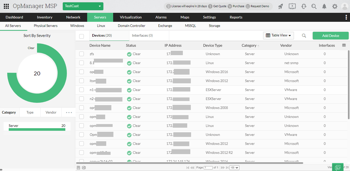 MSP Server Performance Monitoring ManageEngine OpManager MSP