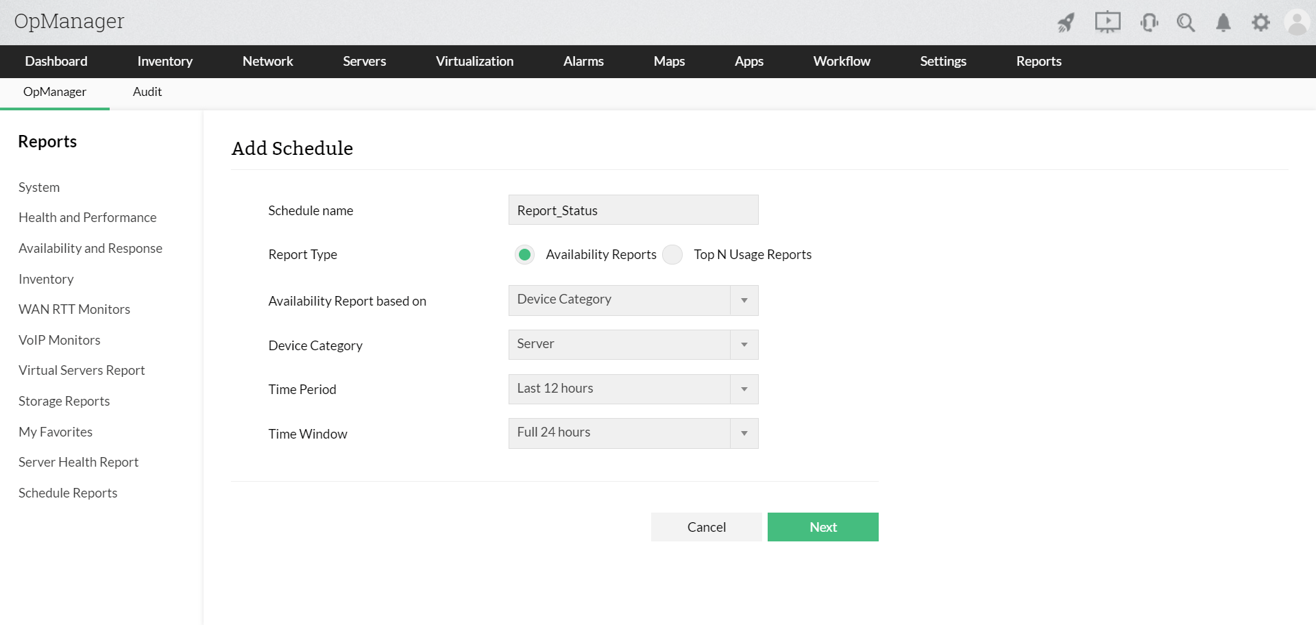 Network Performance Reporting ManageEngine OpManager