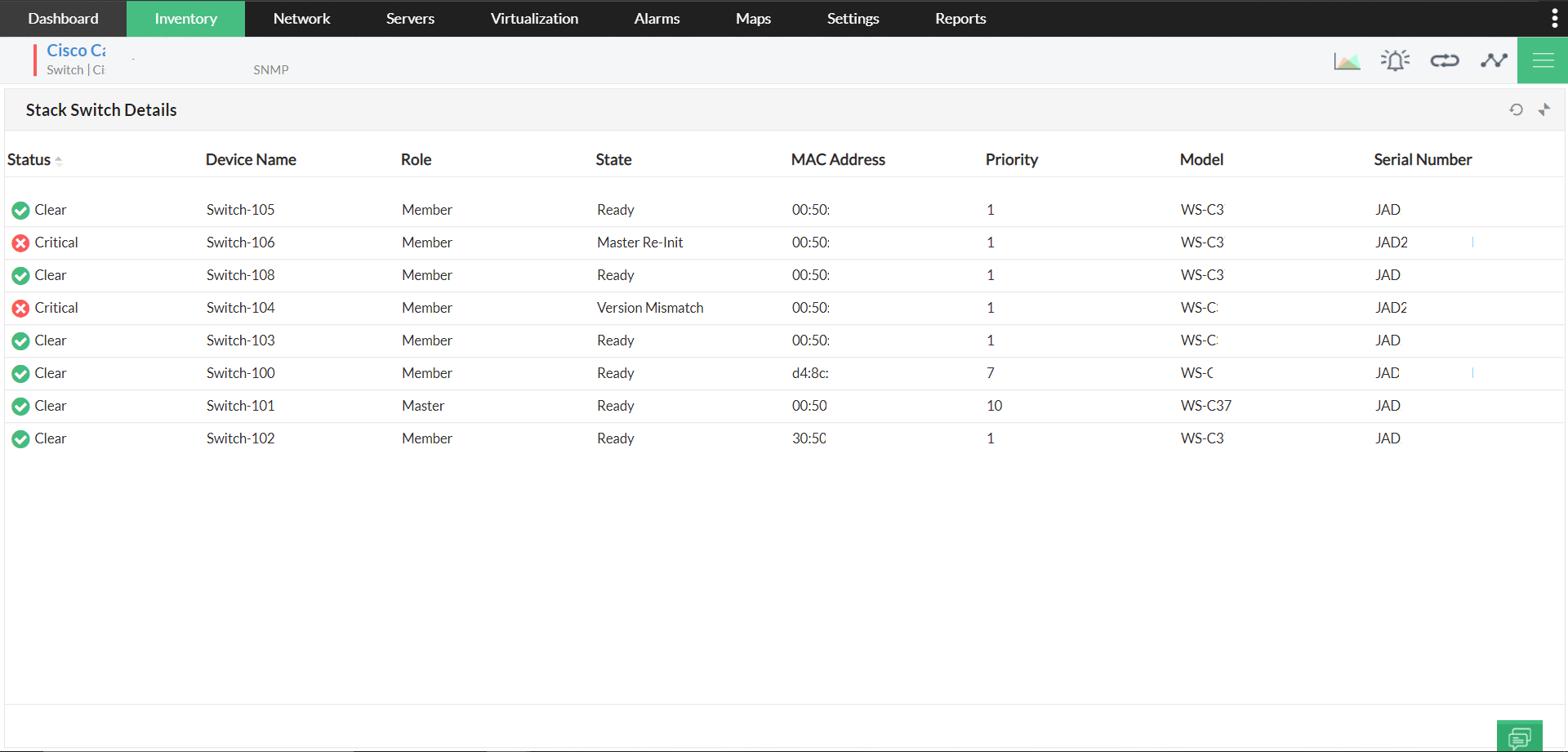 Cisco Switch Monitoring Stack Monitor Tool ManageEngine OpManager