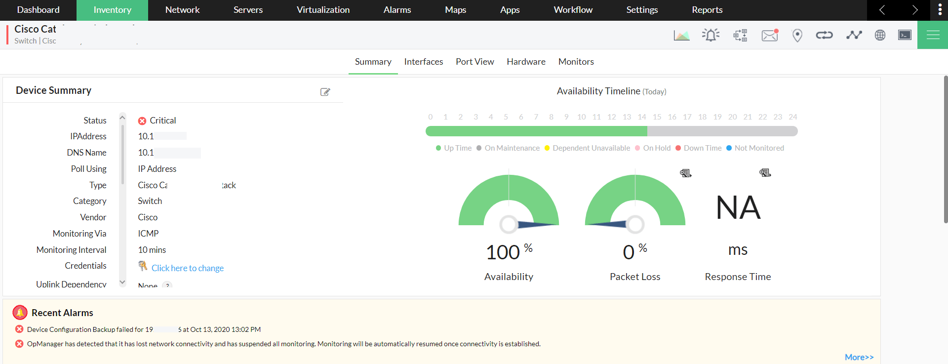 Cisco Switch Monitoring Stack Monitor Tool ManageEngine OpManager