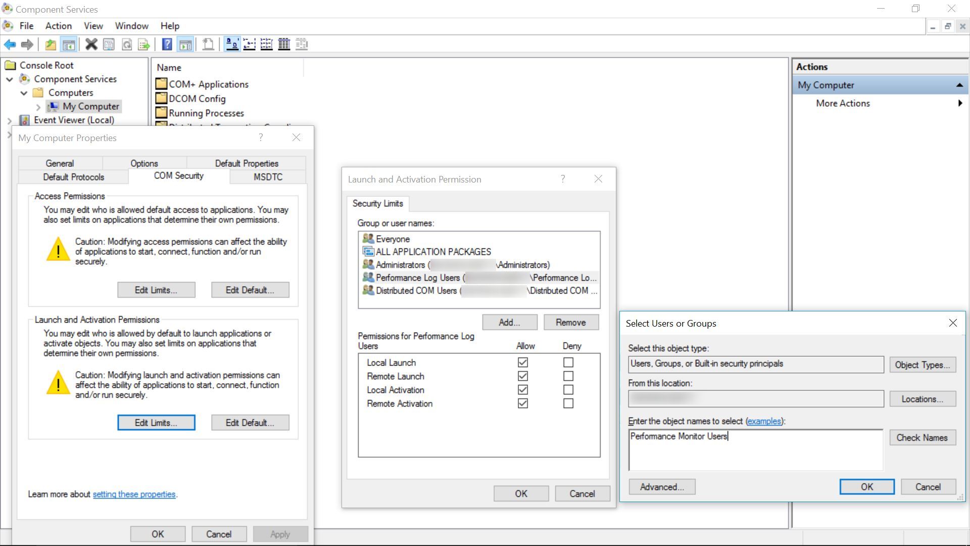 Configuring a non-admin user account for WMI monitoring