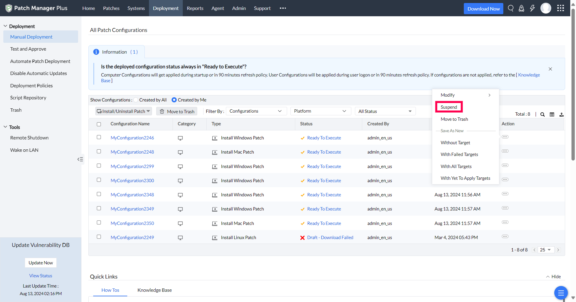 Deploy Patches Manually ManageEngine Patch Manager Plus