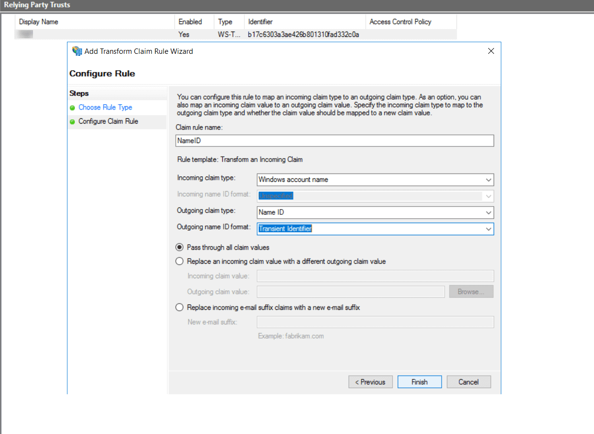 AD FS Single Signon Configuration Using SAML