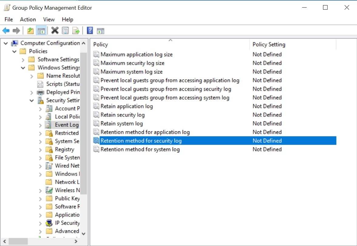 Configure event log settings GPO audit guide ADAudit Pluss