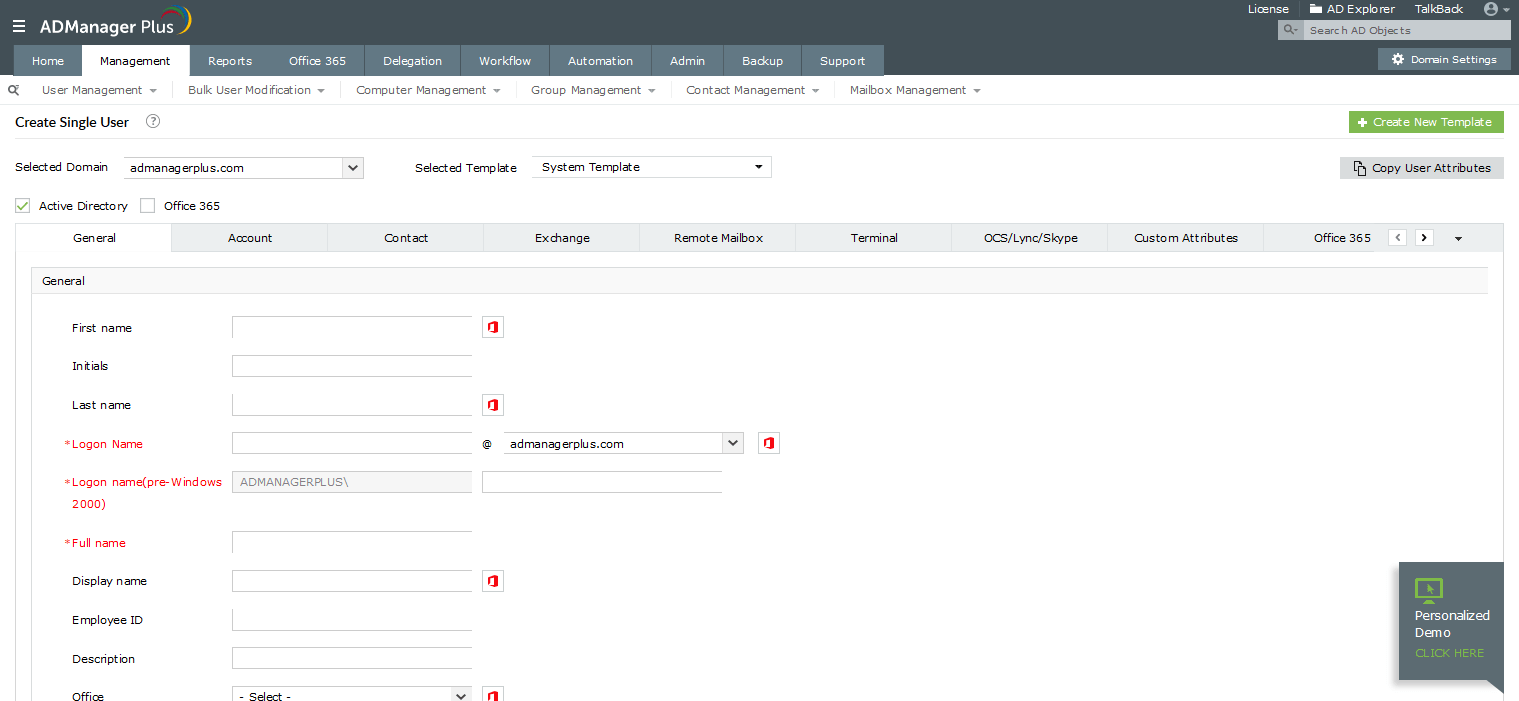 Steps to add a new user in AD using powershell