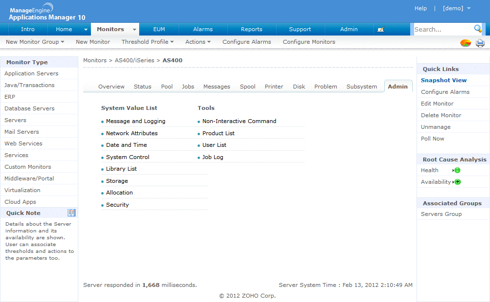 IBM AS400 Monitoring System i Monitoring ManageEngine Applications