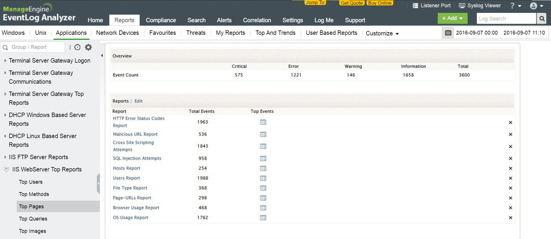 Application log management tool