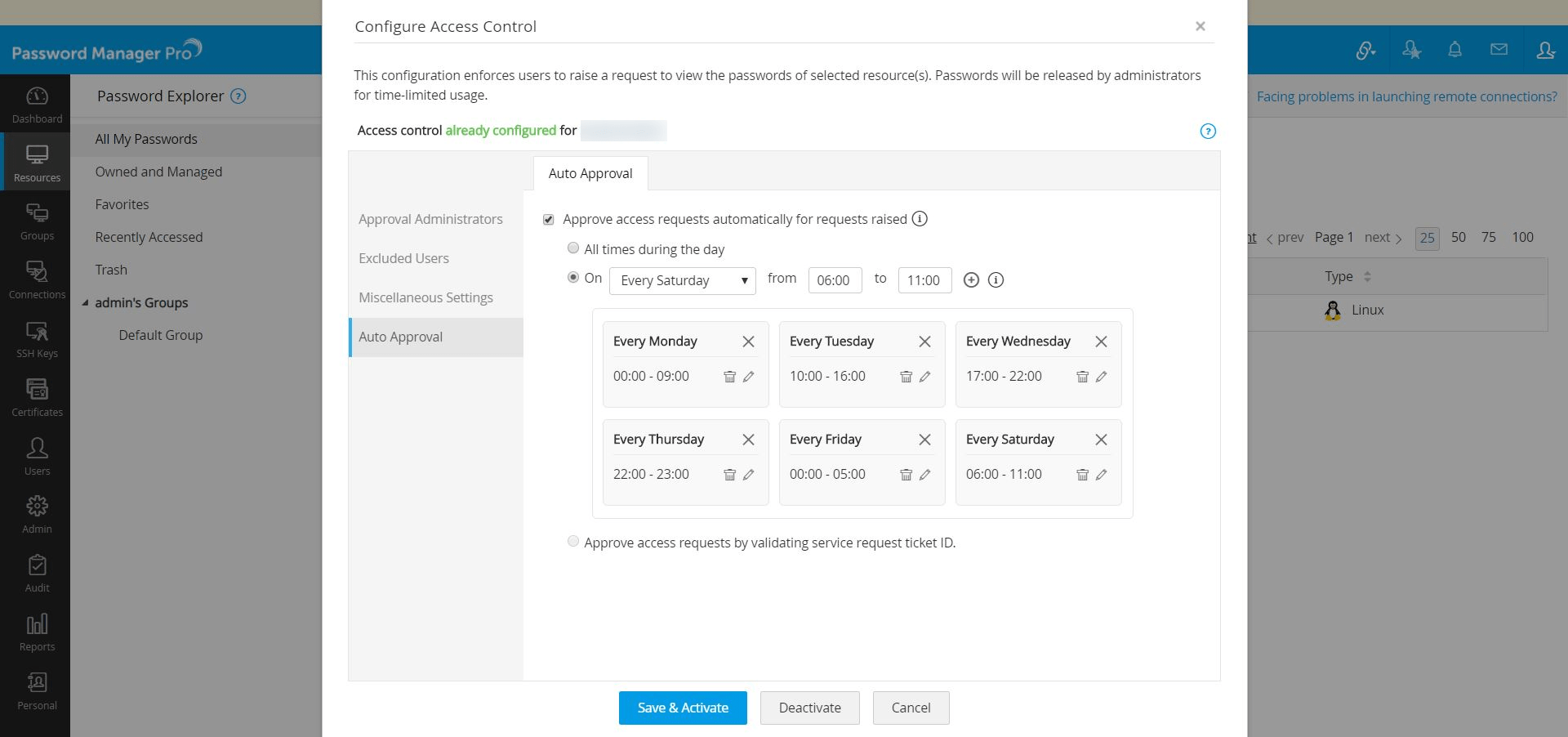 Password Access Control Workflow