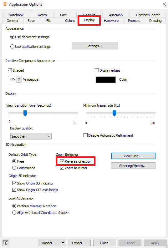 Reverse Mouse Wheel Scroll Direction in Inventor Man and Machine