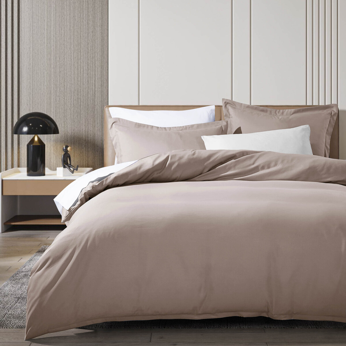 Pure Soft Plain Quilt Cover Set (Linen / Taupe) Manchester Direct