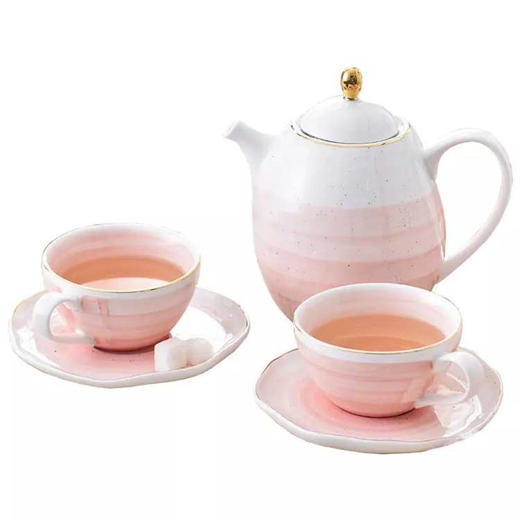 Watercolor Porcelain Tea Sets Cups and Saucer Teaspoon Set of 4 for