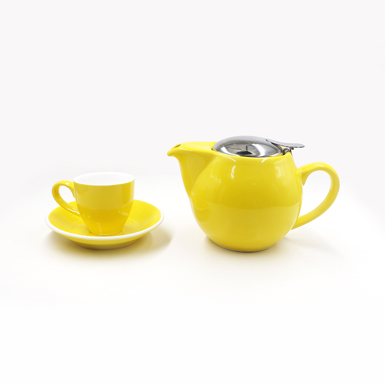 Ceramic Teapot with Stainless Steel Infuser and Lid