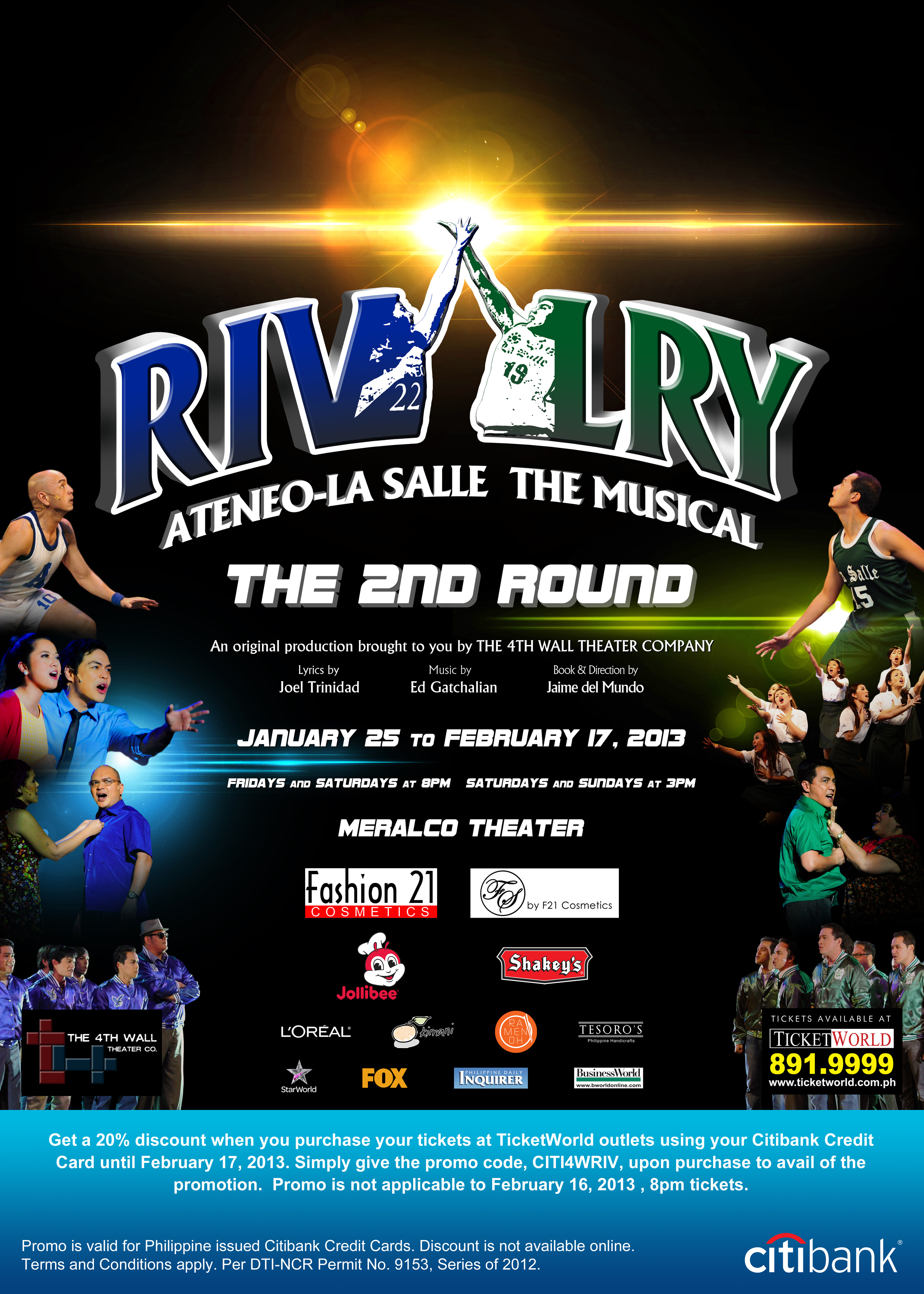 Citibank promo 20 off on Rivalry The 2nd Round tickets from Ticketworld January February