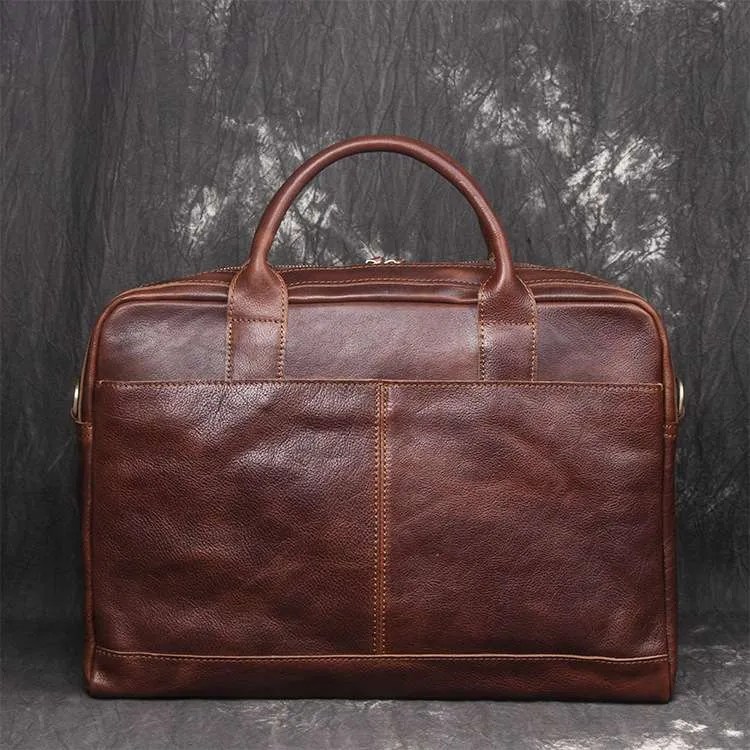 Genuine Leather Mens Briefcase & Laptop Bag 15" Tan