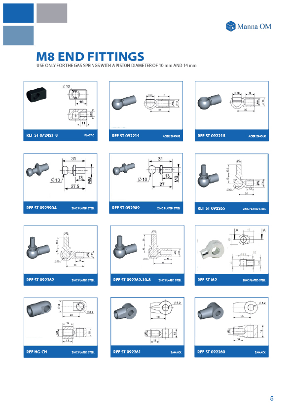 End fittings M8 Thread Manna OM