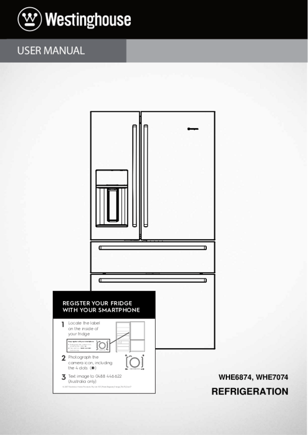 User Manual Westinghouse WBE4302WC 425L Bottom Mount Refr
