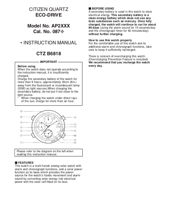 Citizen Eco Drive Manual