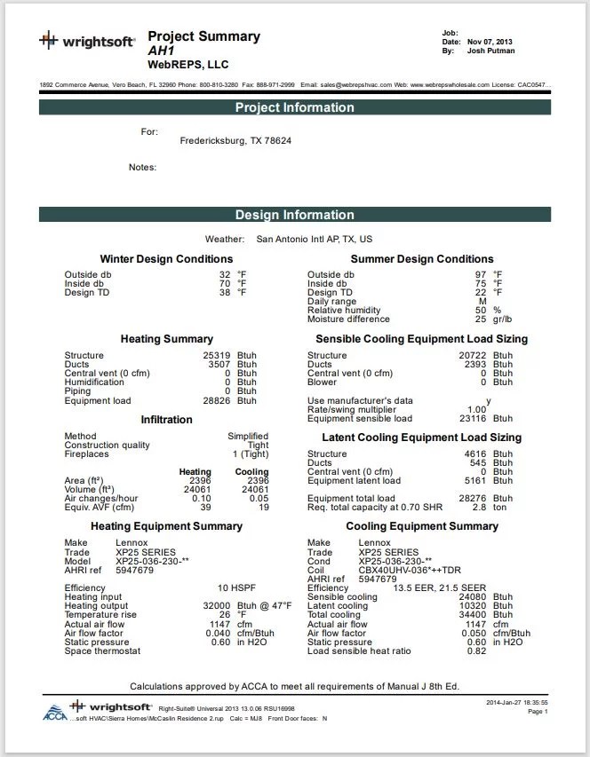Manual J Service Fast - Heat Load Calculation