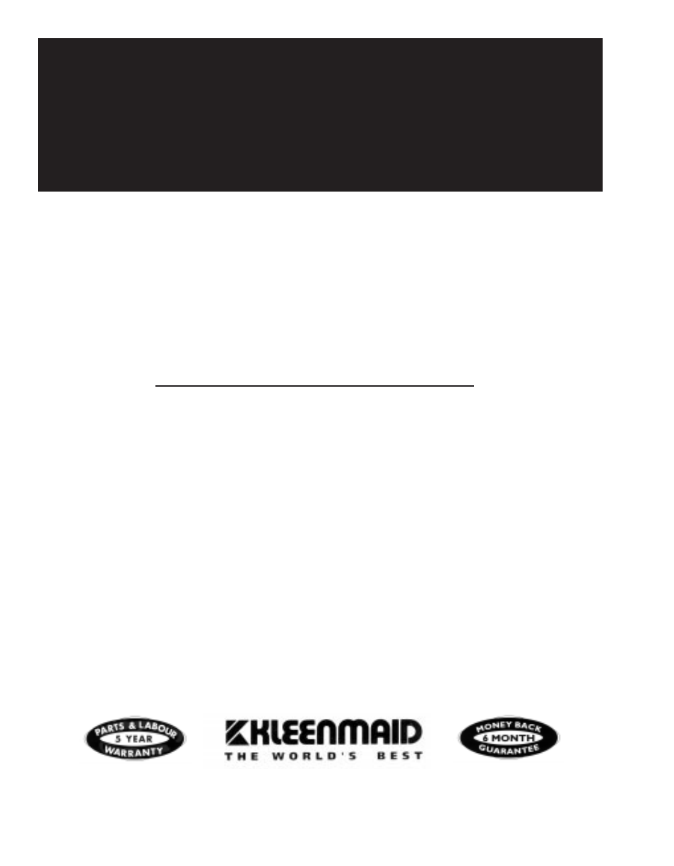 Kleenmaid CH16 User Manual 11 pages