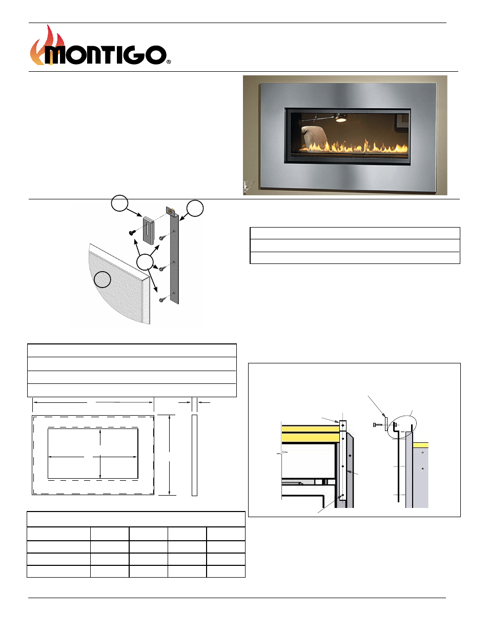 Montigo LSeries Fireplace Surround User Manual 2 pages Also for P