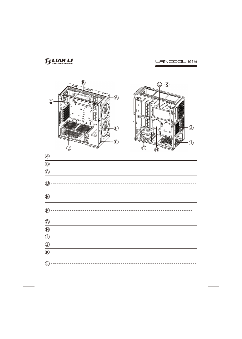 Lian Li LANCOOL 216 RGB Mid-Tower Case (Black) User Manual | 20 pages