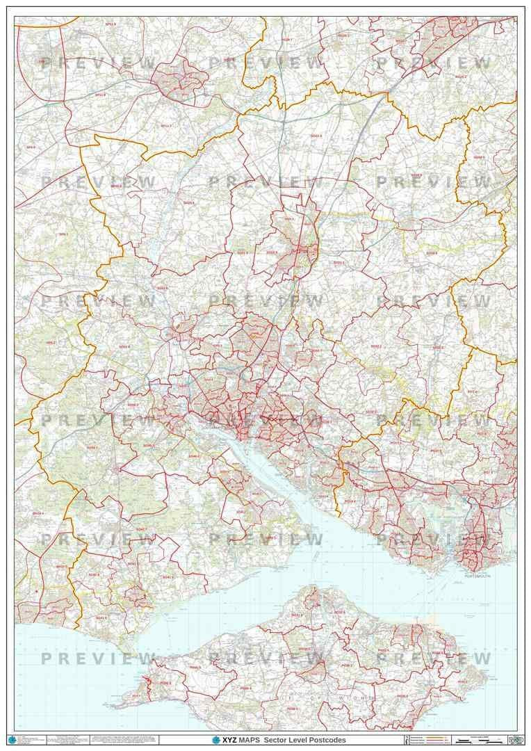 SO Postcode Map for the Southampton Postcode Area GIF or PDF Download