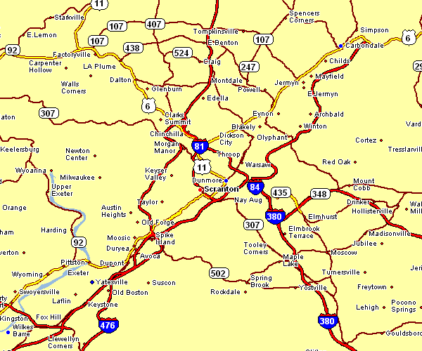Area Map of Scranton