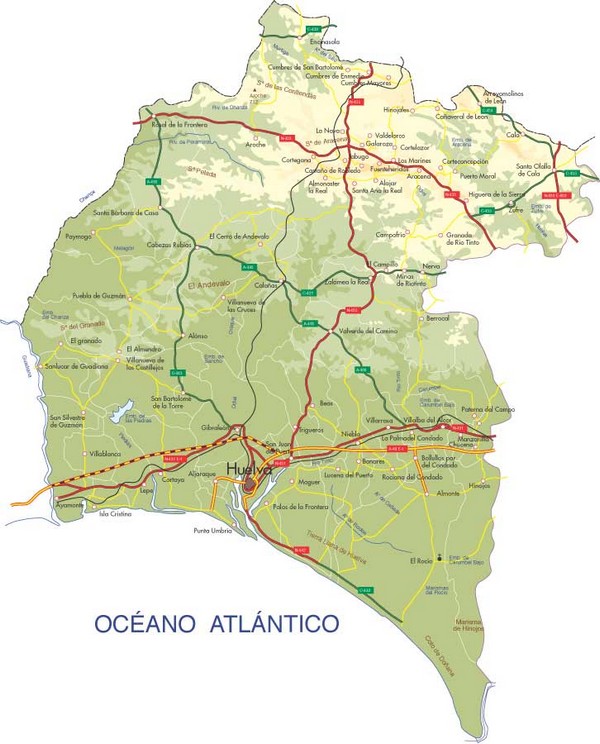 Mapa de Huelva Mapa Físico, Geográfico, Político, turístico y Temático.