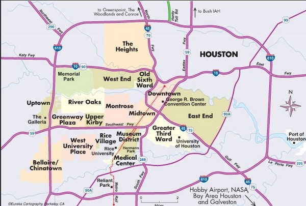Mapa de Houston Mapa Físico, Geográfico, Político, turístico y Temático.