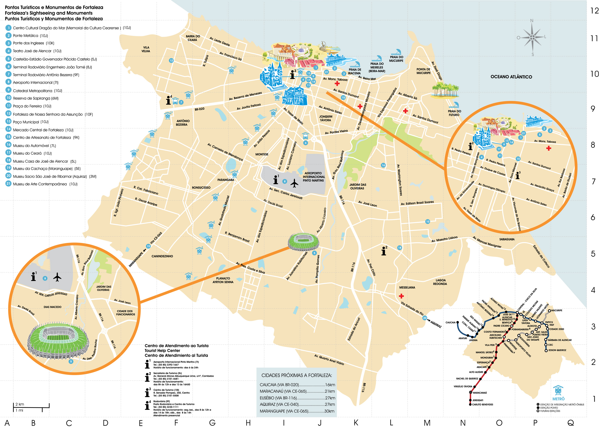 Fortaleza Karte Mapa de Fortaleza Mapa Físico, Geográfico, Político, turístico y