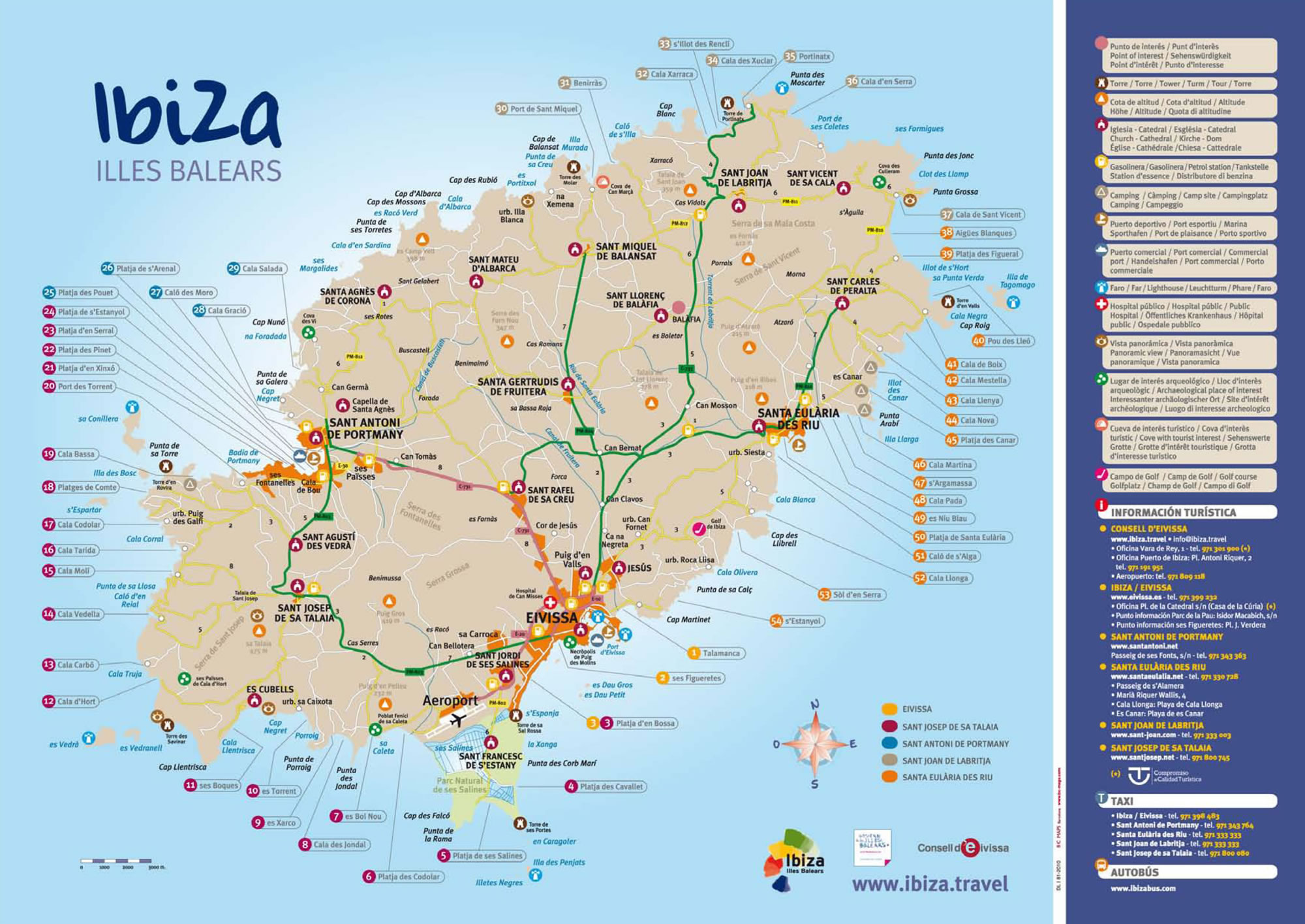 Kaart Ibiza Santa Eulalia Ramon Mapa de Mapa Físico, Geográfico, Político, turístico y Temático.