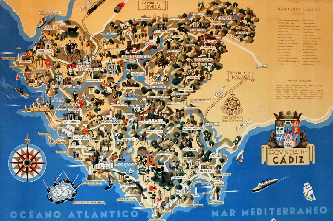 Mapa de Cádiz Mapa Físico, Geográfico, Político, turístico y Temático.