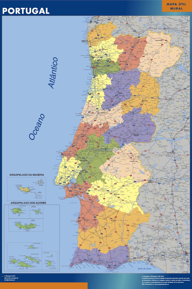 Altura Portugal Kaartje2Go Mapa Portugal magnético enmarcado para imanes Mapa mural grande de