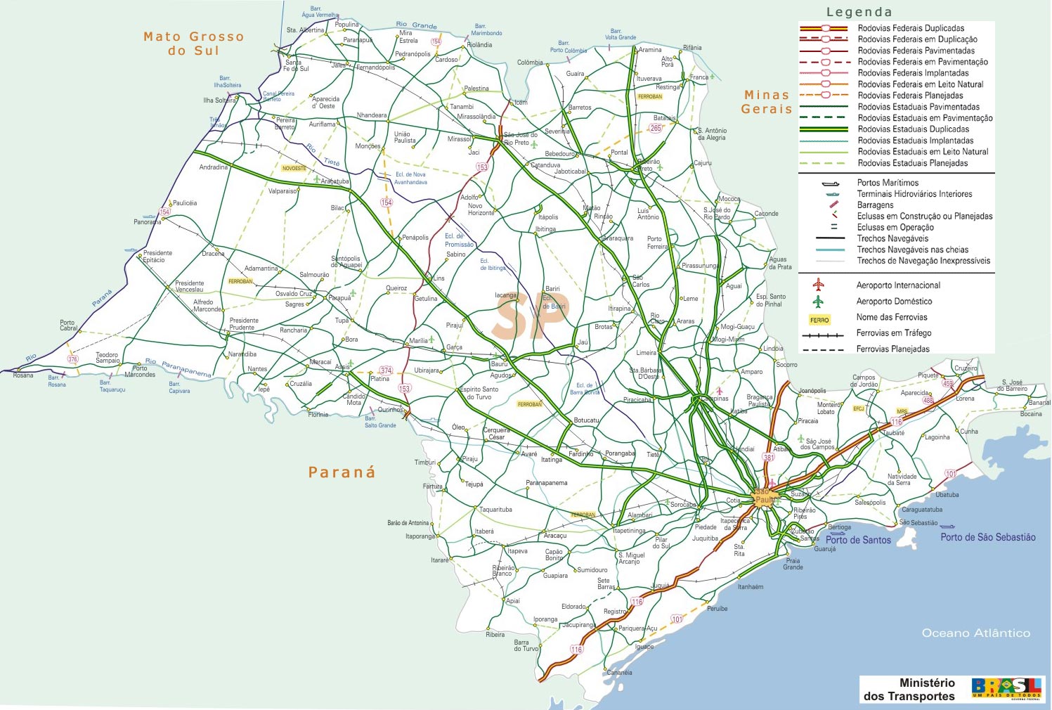 Mapa Rodoviário do Estado de São Paulo