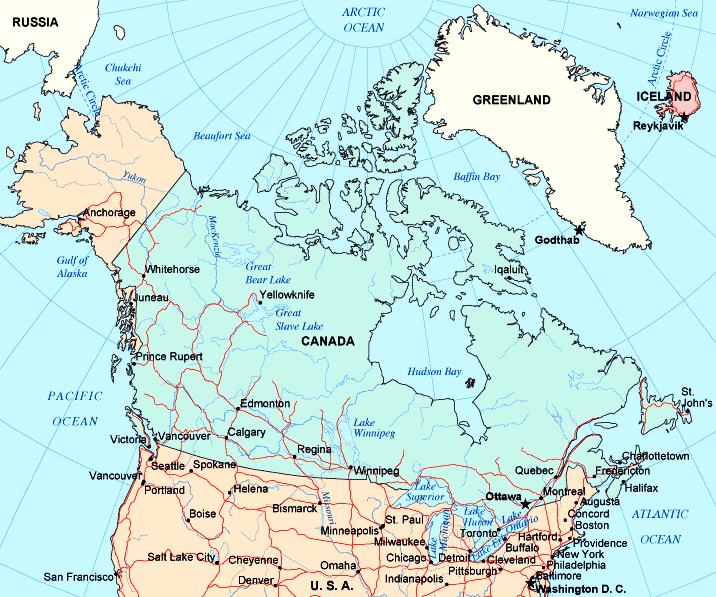 Black and White Blank Canada Map Canada map, South.