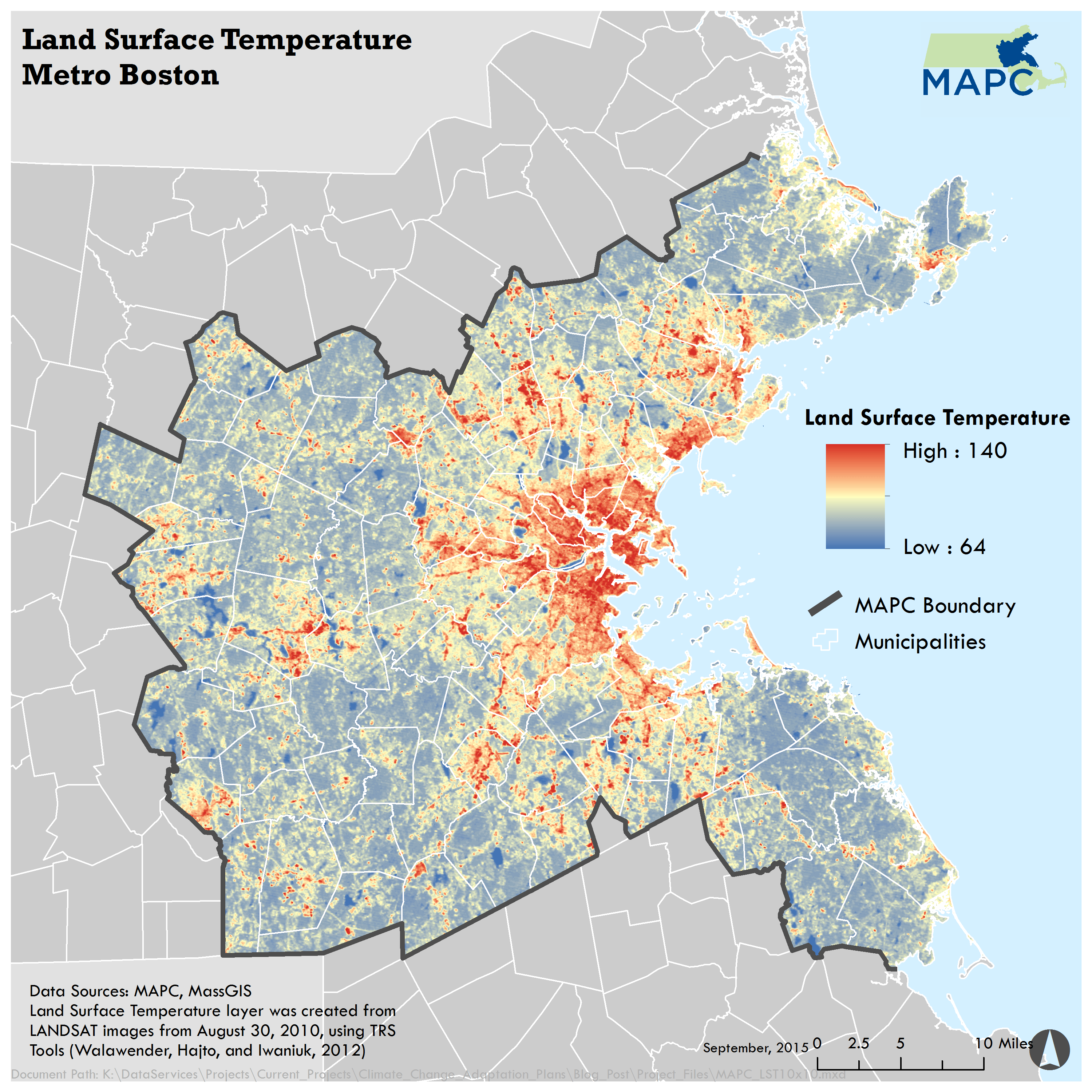 Mapping the Heat Surface Temperatures in the MAPC Region MAPC