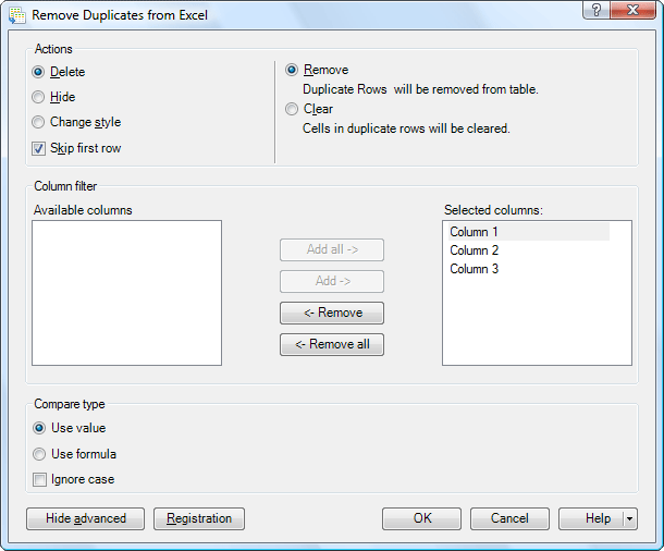 Remove Duplicates from Excel Screenshots Search and process duplicates