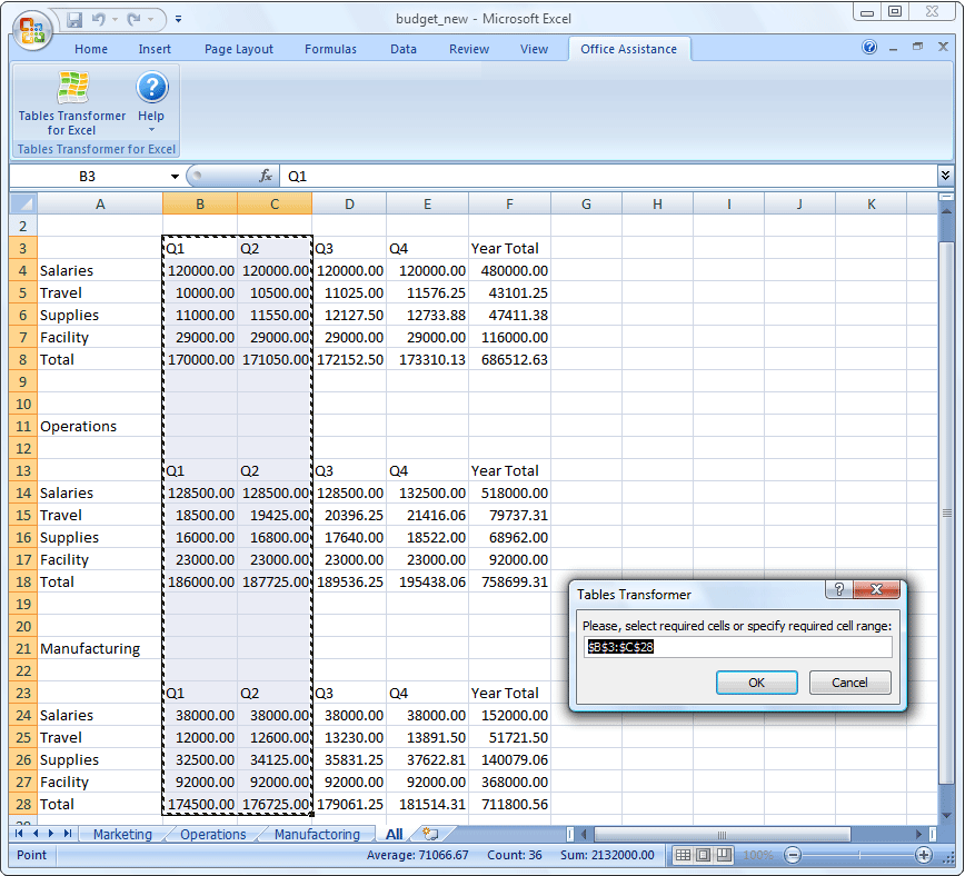 Tables Transformer for Excel Screenshots Fast and easy Excel tables