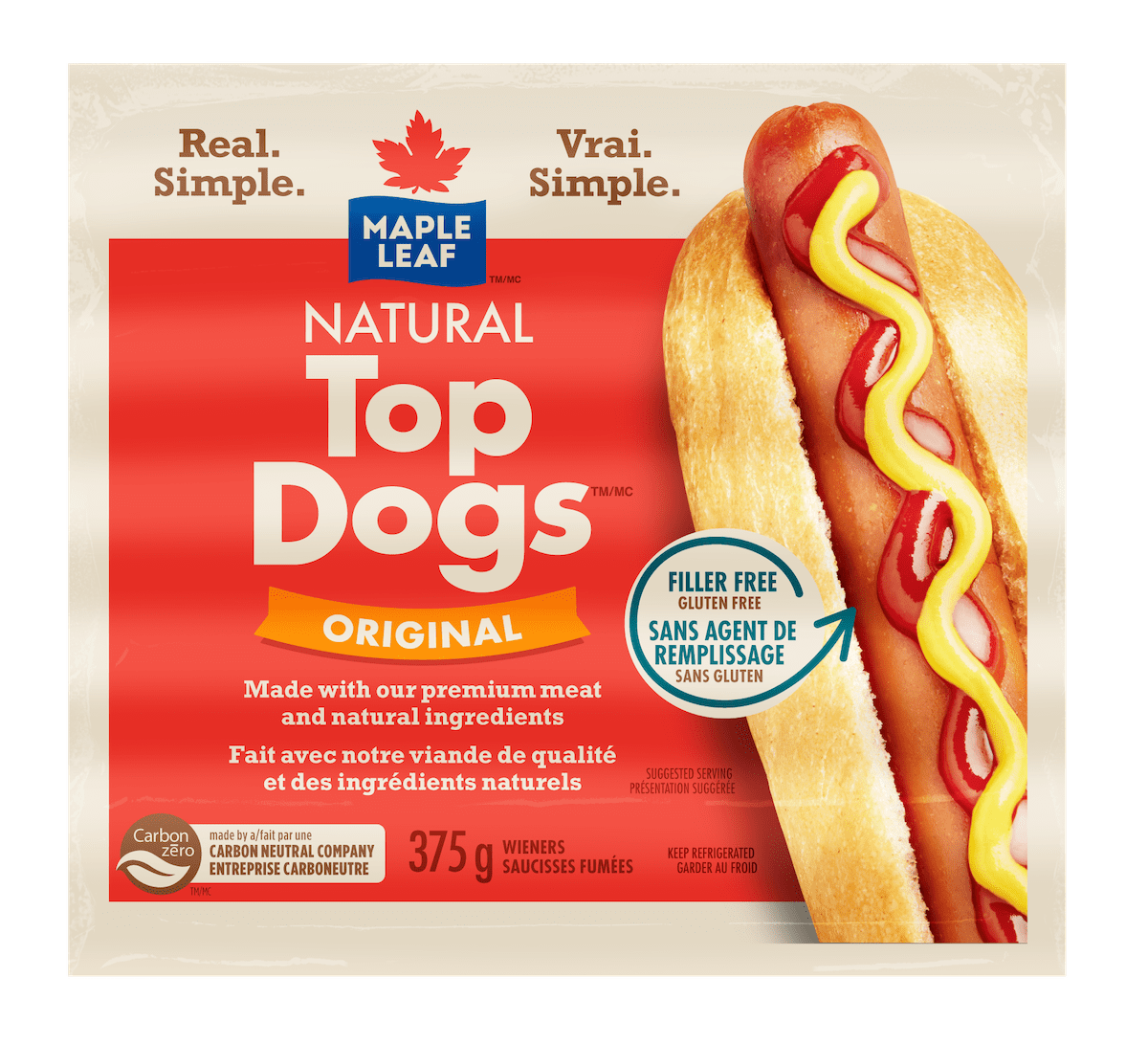 Saucisses fumées originales Natural Top DogsMC Maple Leaf® Maple Leaf