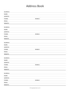 Printable Address Book Templates