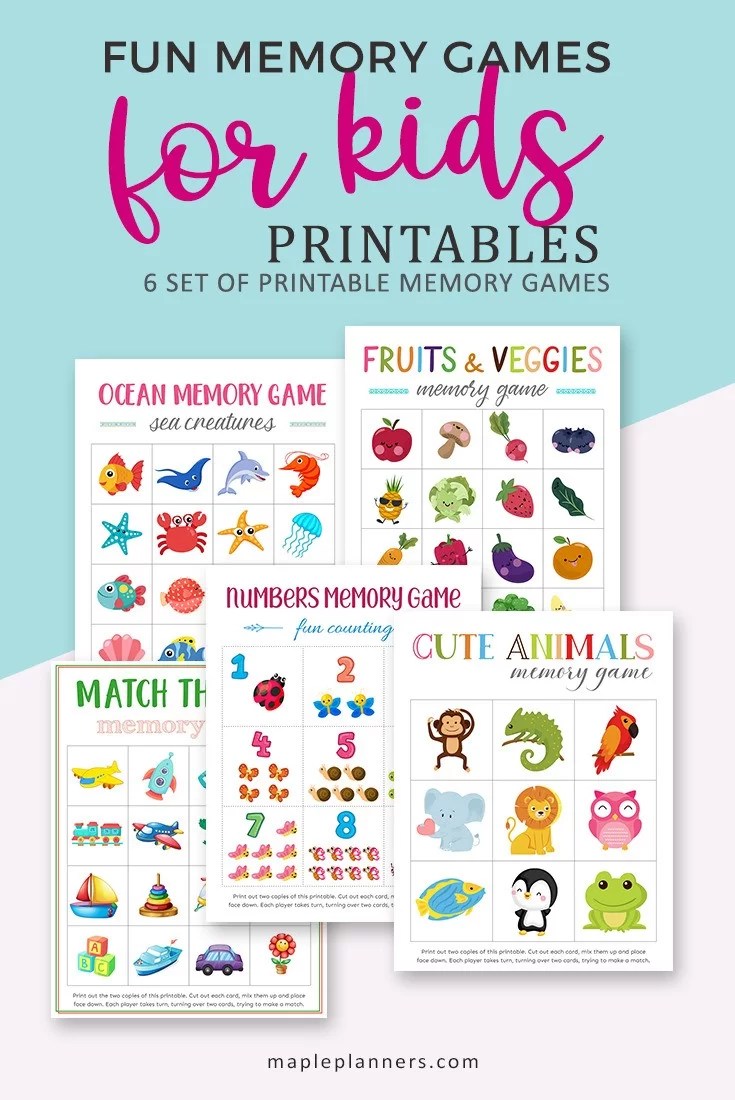 6 Cute Printable Memory Games for Kids