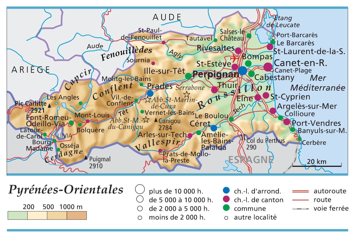 Carte Détaillée Des Pyrénées Orientales 66 Carte des PyrénéesOrientales Carte du département 66