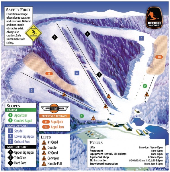 Appalachian Ski Trail Map 940 Ski Mountain Road Blowing Rock NC 28605 • mappery